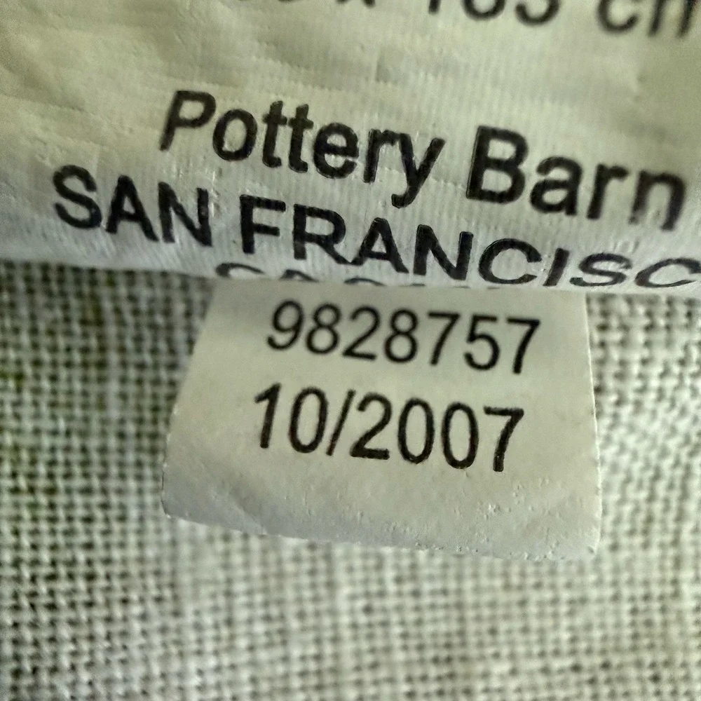 Pottery Barn Shower Curtain Green Botanical Palm Leaf Linen Blend Shower Curtain